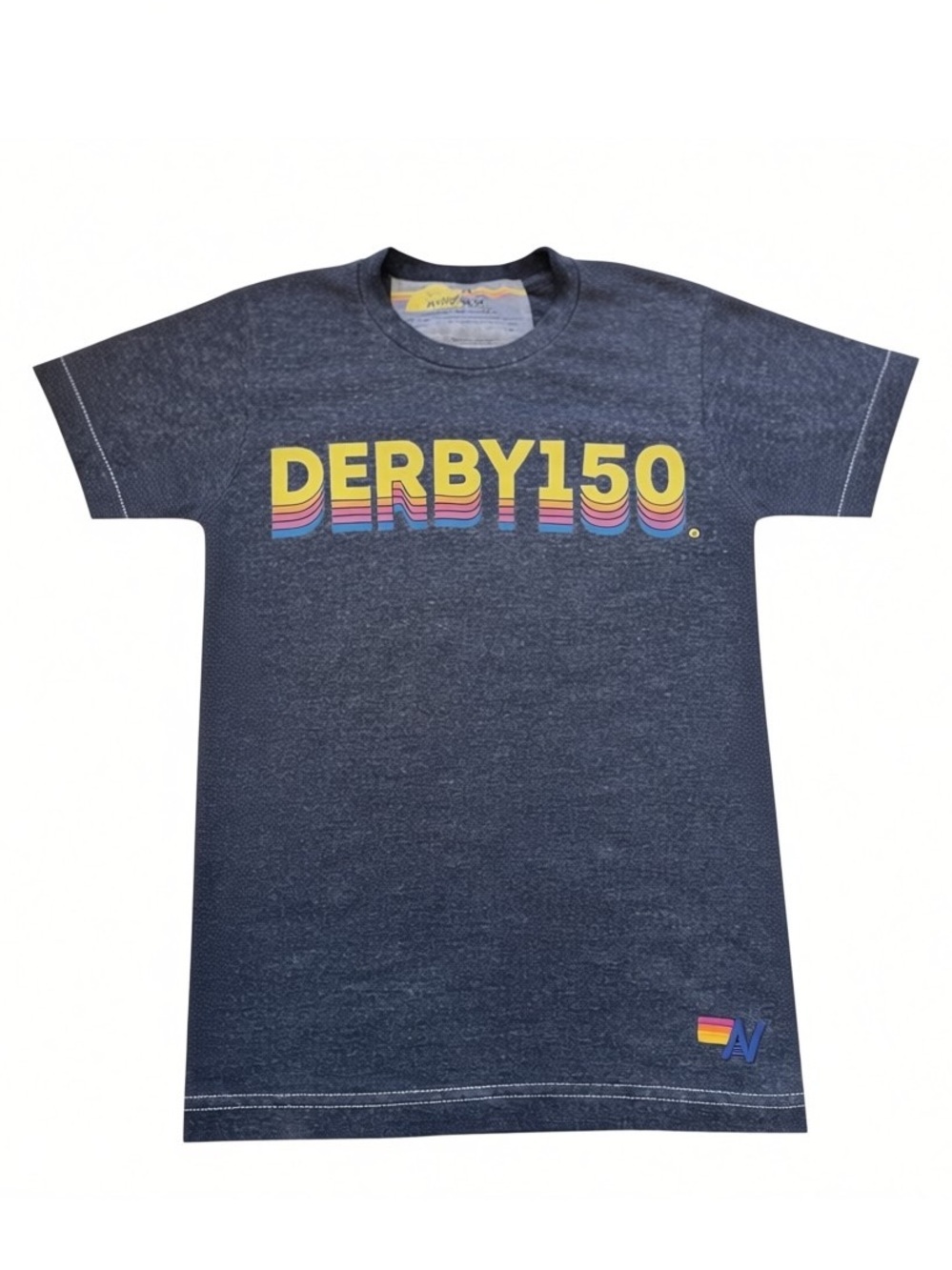 Aviator Nation Derby150 Navy Tee with Rainbow Graphic